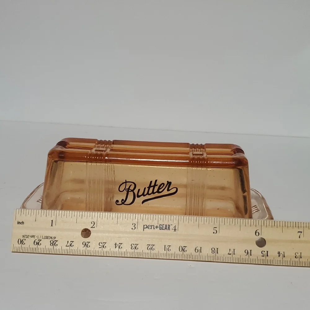 Amber Glass Butter Dish - Picture 6 of 6